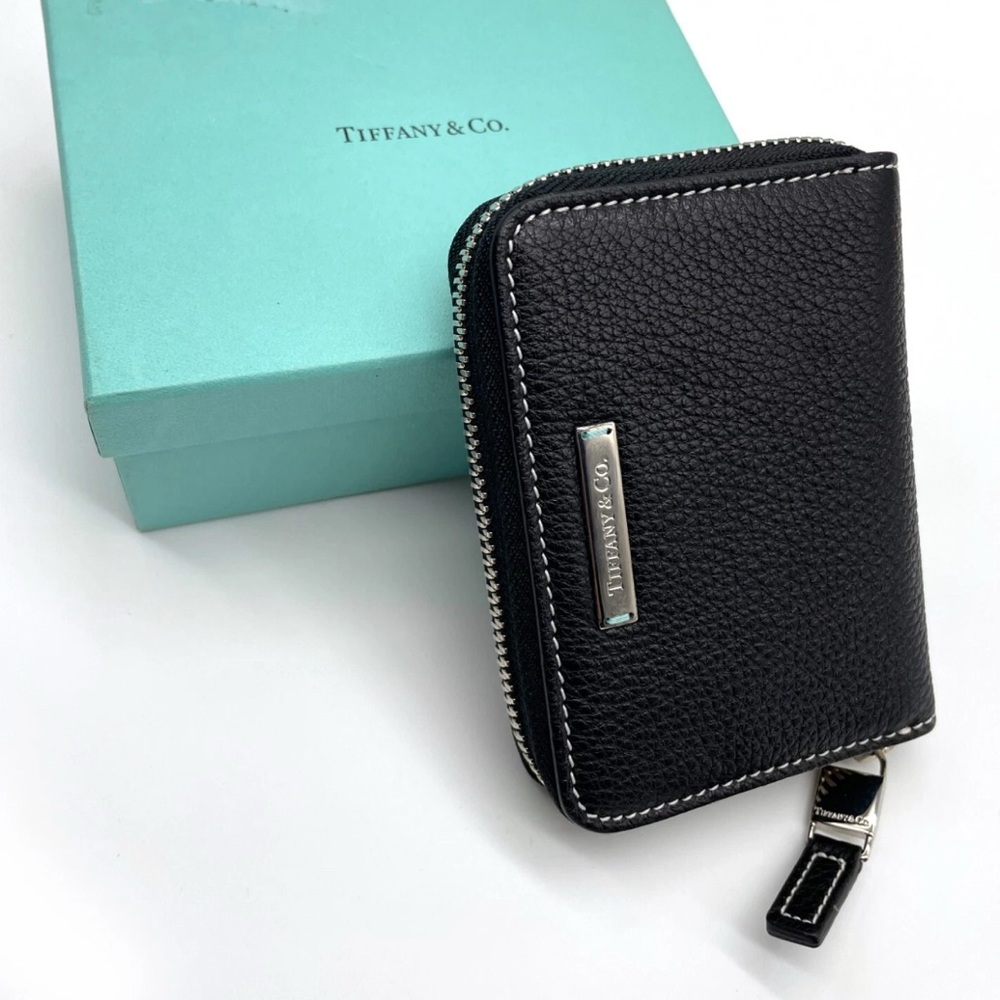 TIFFANY & Co.  Black Leather Wallet  Zip-Around Boxed NEW